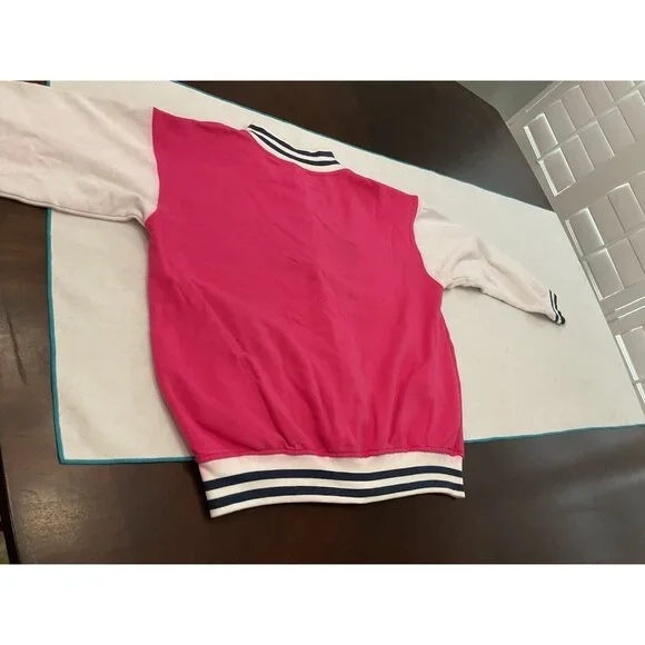 Women Girls Maine Spell Out Varsity Bomber Jacket Barbiecore Full Zip M 44”Chest - Picture 16 of 16